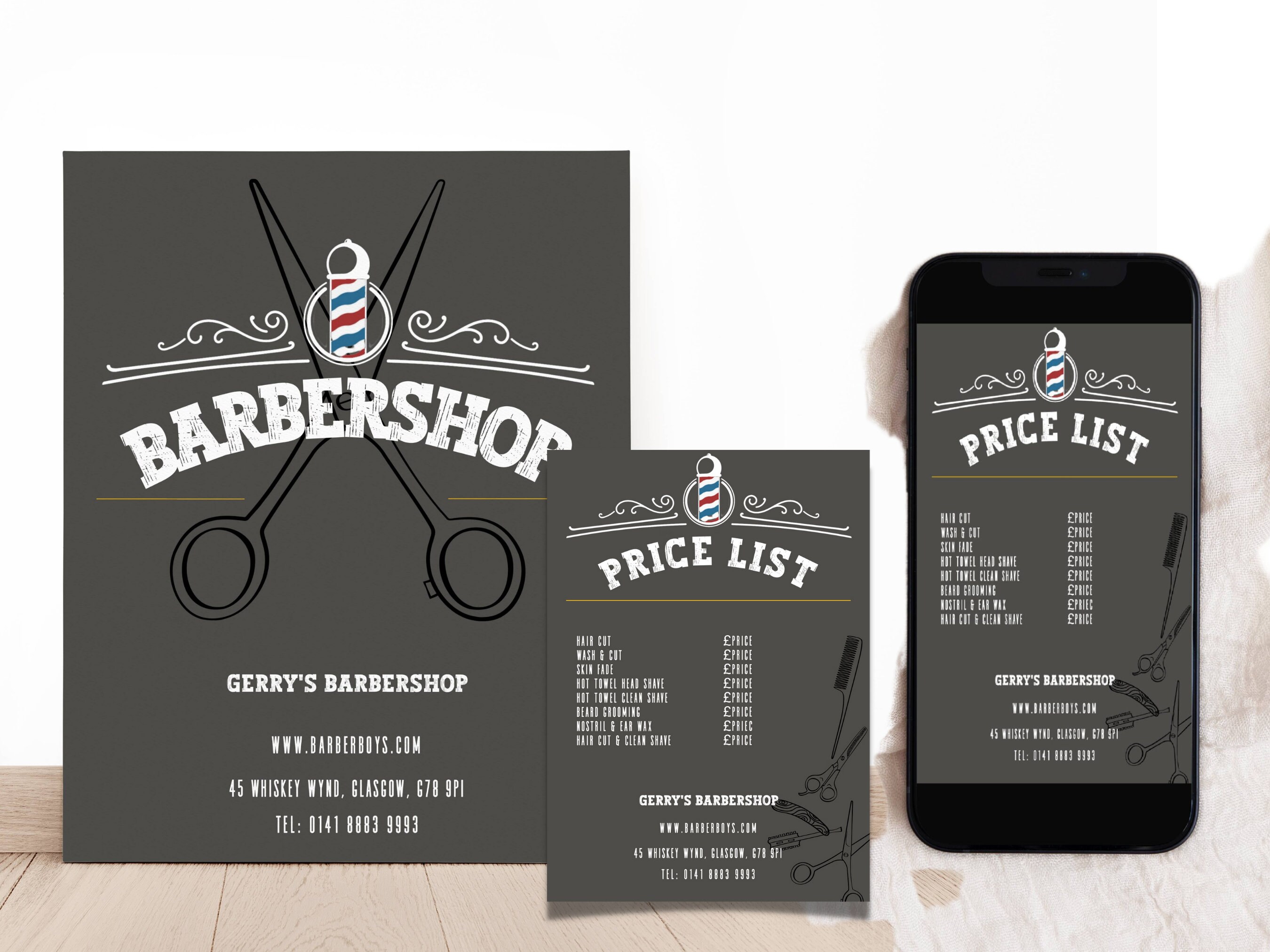 Editable Barber Shop Price List, Business Price List, Barber Shop Flyer