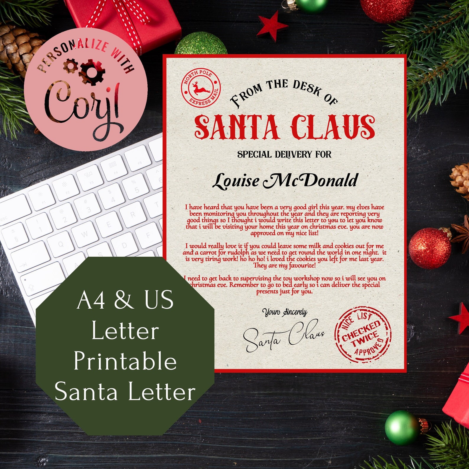 Personalised Letter From Santa Printable Santa Letter Template for Your