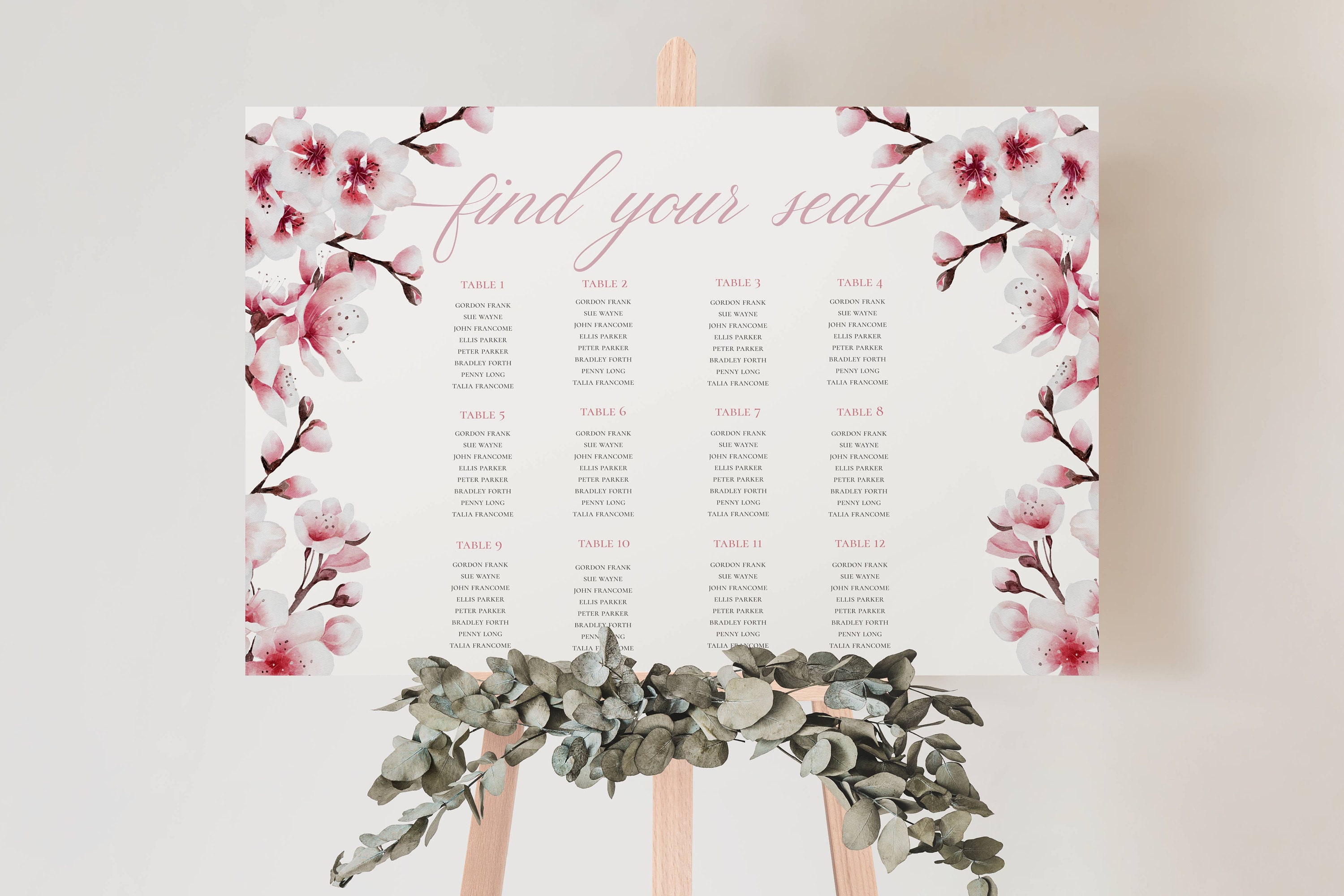 Editable Wedding Seating Chart Cherry Blossom Seating Etsy