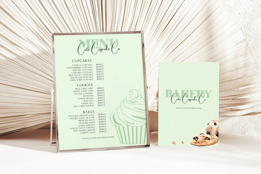 Cupcake Price List Template Cupcake Bakery Price List Editable Price