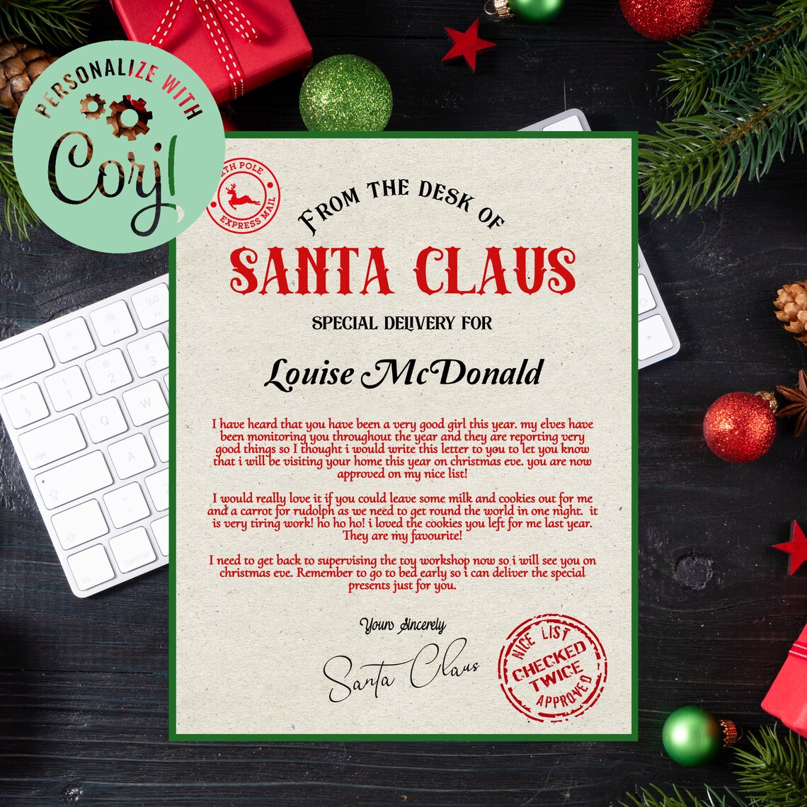 Personalised Letter From Santa Printable Santa Letter Template for Your ...