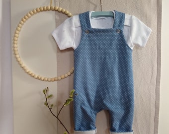 Latzhose für Babys und Kleinkinder, weicher Jersey mit Druckknöpfen in 2 Farben