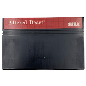 May include: A black Sega Master System game cartridge with a red label that reads "Altered Beast" and "SEGA".