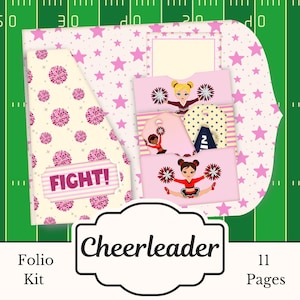 Cheerleader Folio, Cheer Team Craft Kit, Cheer Coach Gift, Cheerleader Scrapbook Paper, Cute Cheer Junk Journal, Cheerleading Ephemera