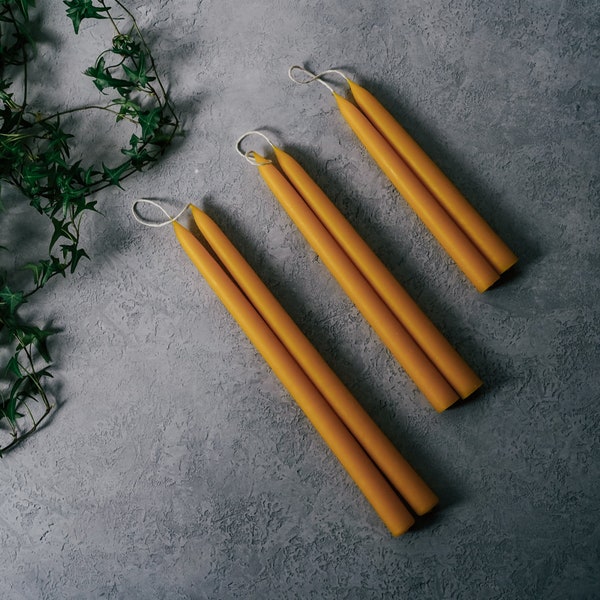 Certified Organic Beeswax Dinner candles, Taper candles - 8", 10” & 12"