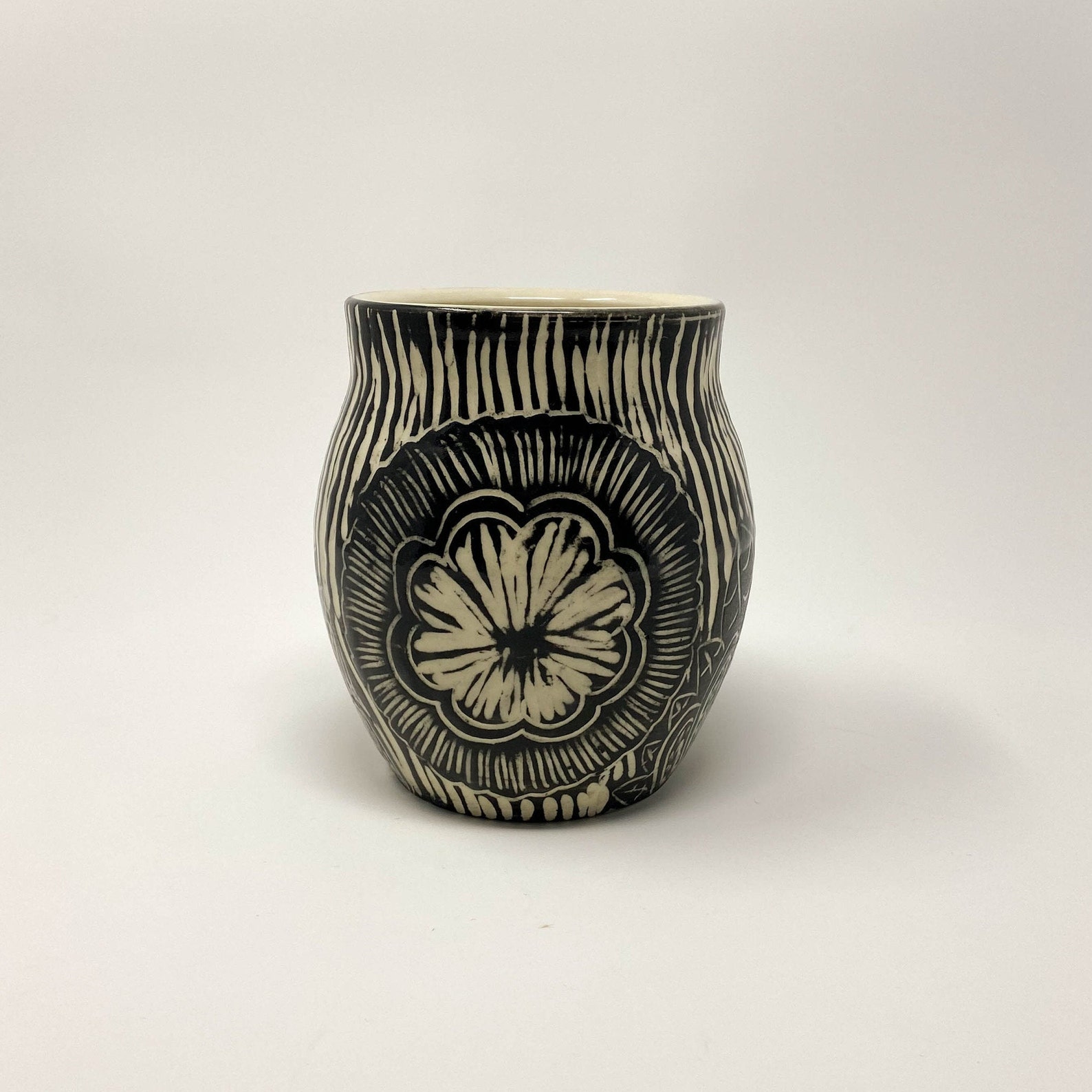 Black & White Floral Vase Etsy