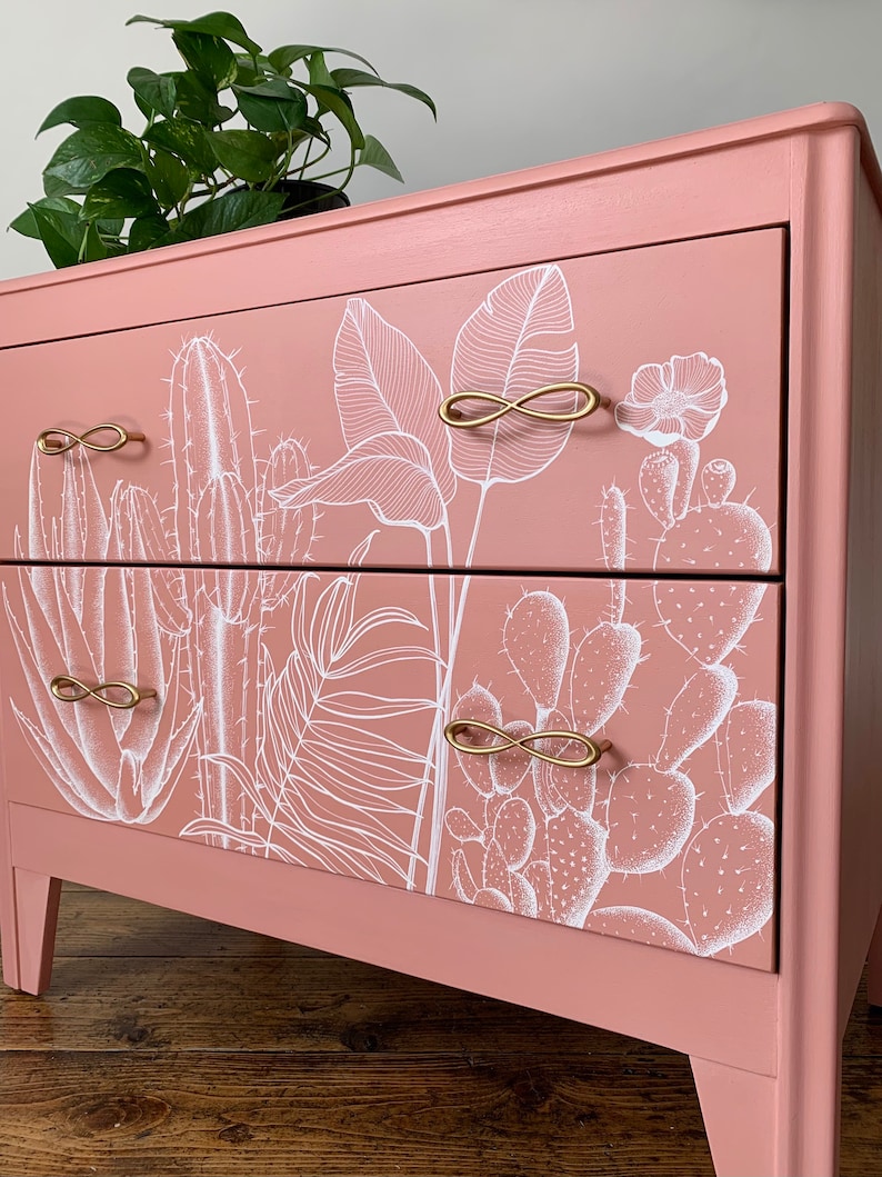 Lebus Chest Of Drawers Vintage Furniture Pink Etsy