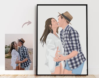 Couple Portrait, Couple Illustration, Personalised Gift, Custom Portrait