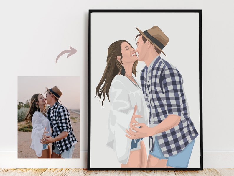 Custom Portrait, Personalised Gift, Friends, Couple, Family Drawing, Christmas Gift, Mothers Day Gift, Painting from Photo image 2