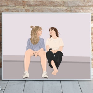 Custom Portrait, Personalised Gift, Friends, Couple, Family Drawing, Christmas Gift, Mothers Day Gift, Painting from Photo image 3