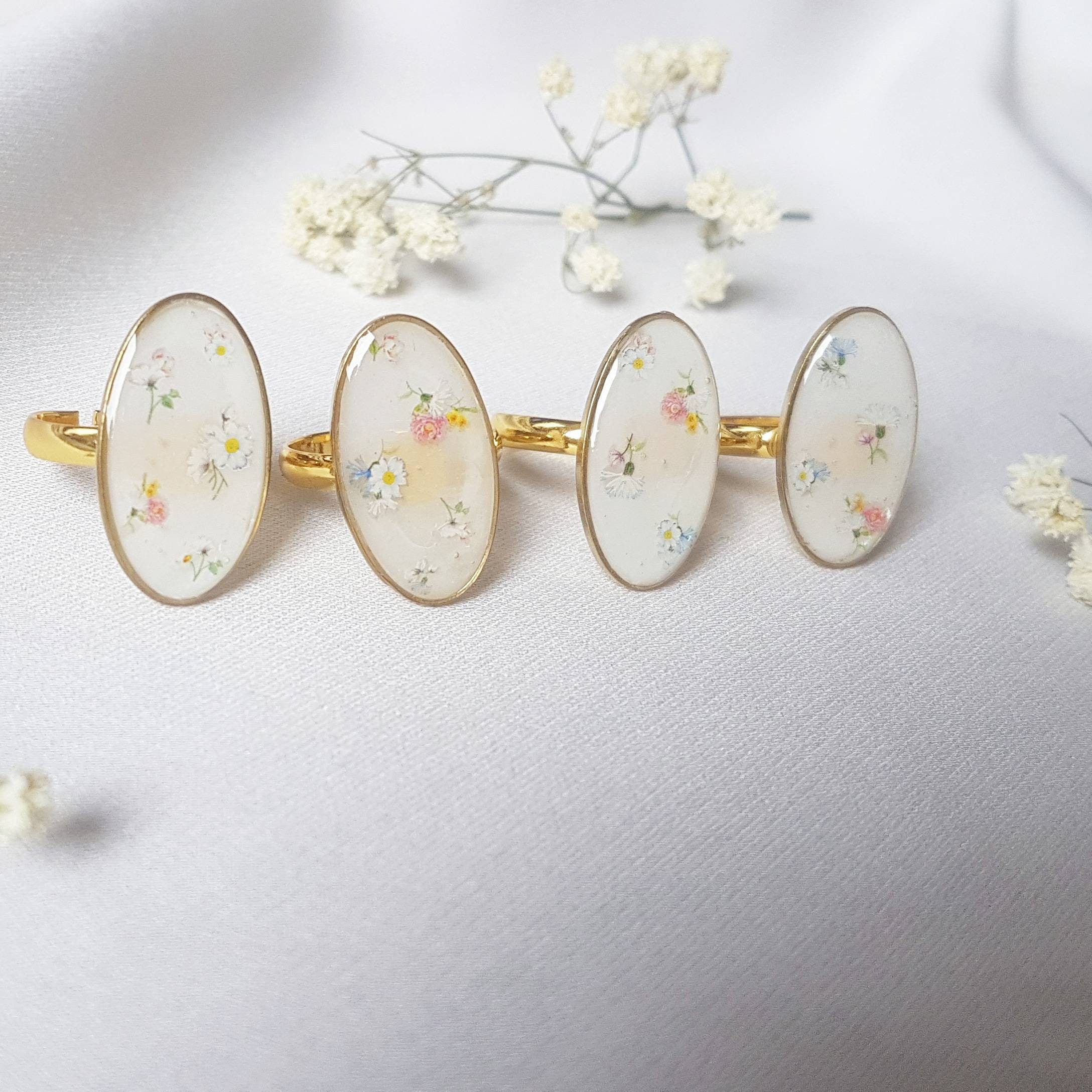 Price 1pc Pastel flowers Adjustable Ring botanical jewelry Etsy