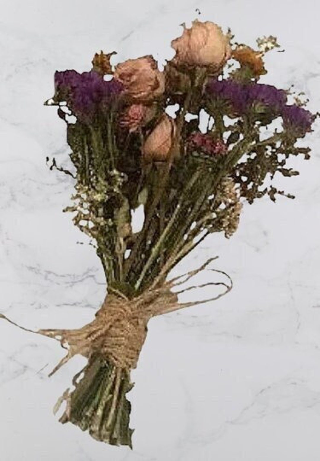 Dried Rose Babys Breath Statice Flower Bouquet - Etsy