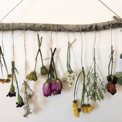 Dried Roses Wall Decor Dried Flowers Hanging Decor Etsy