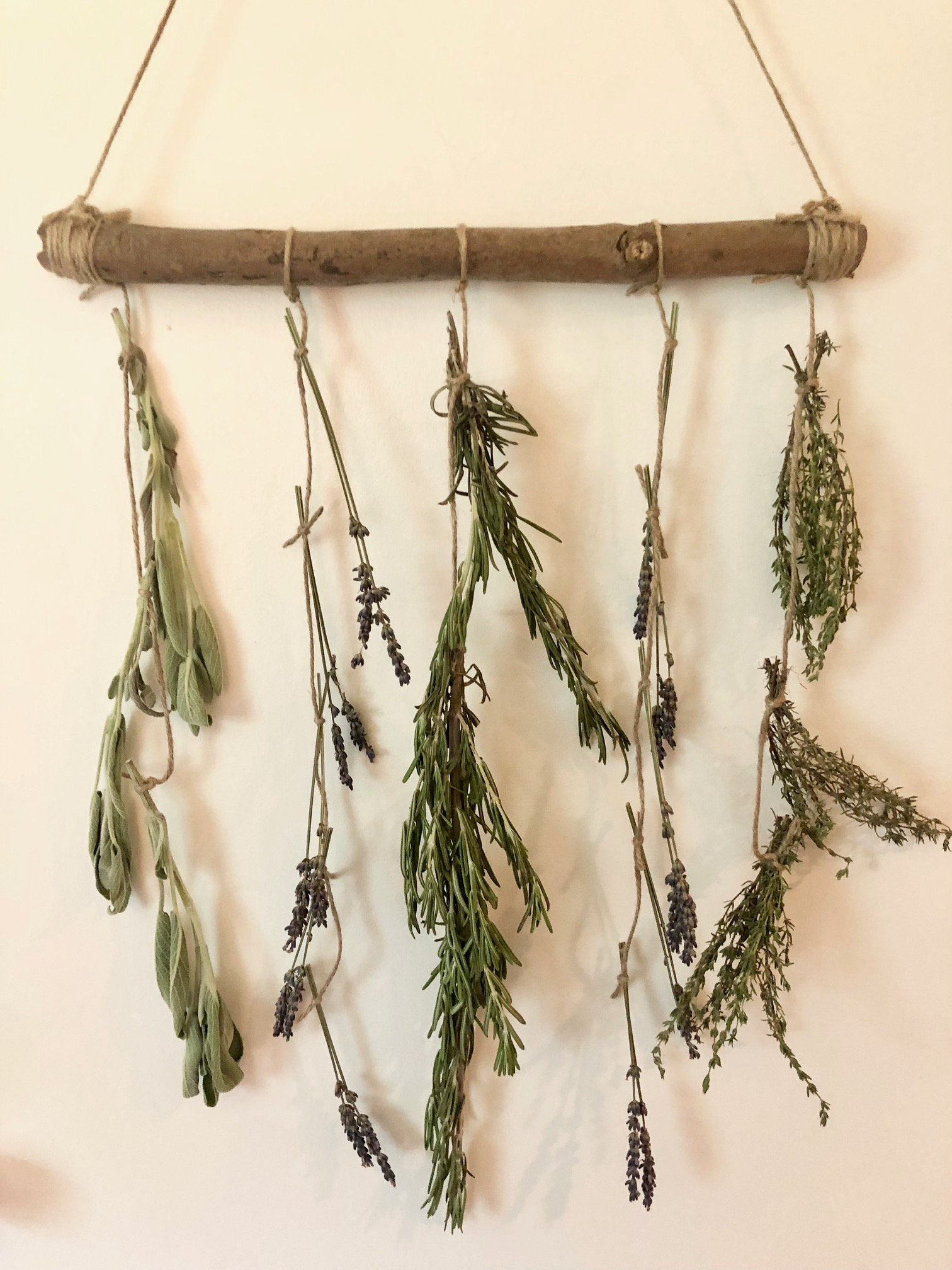 Dried Herbs Hanging Decor Herb Rack Hanging Herbs Wall Etsy