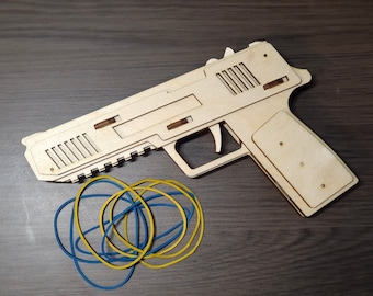 Glowforge FILE Rubber band gun kit 3mm, 1/8", 3.6mm, 3.8mm, 4mm, 5mm and targets(3mm, 4mm) cdr/dxf/ai/pdf/svg handgun for laser cut