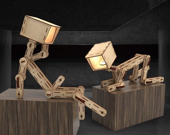 Human table lamp, Creative Wooden desk lamp, Laser cut vector files, glowforge plan