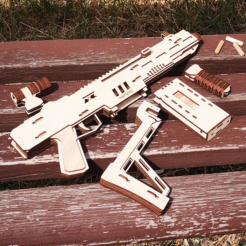 FILE Rubber Band Gun Kit Svg and Targets Plywood Submachine Etsy