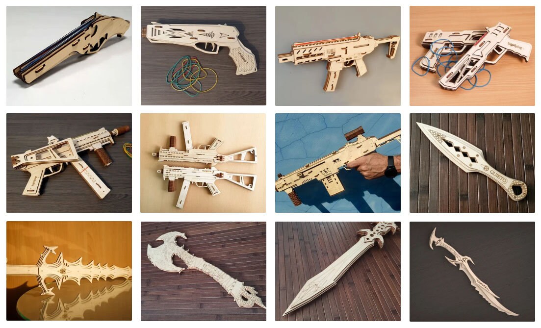 FILE Rubber Band Gun Svg Submachine 3mm 1/8 Etsy