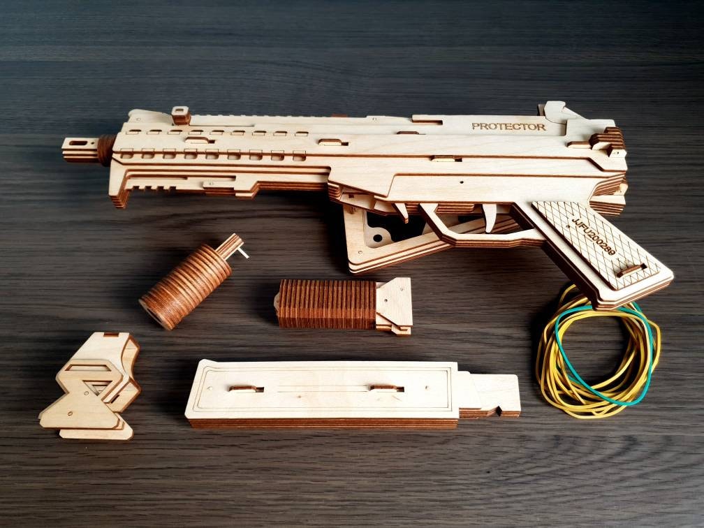 Laser cut File Rubber band wooden gun kit svg ai pdf dxf Etsy