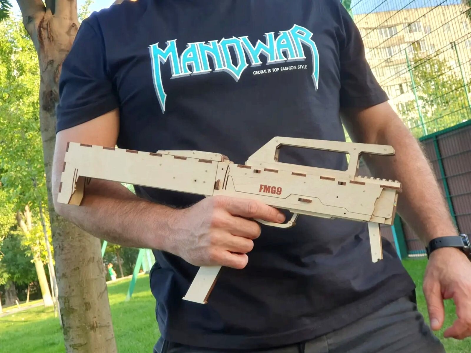 FMG9 Wooden Toy Gun Kit Rubber Band Gun Submachine Cdr/dxf