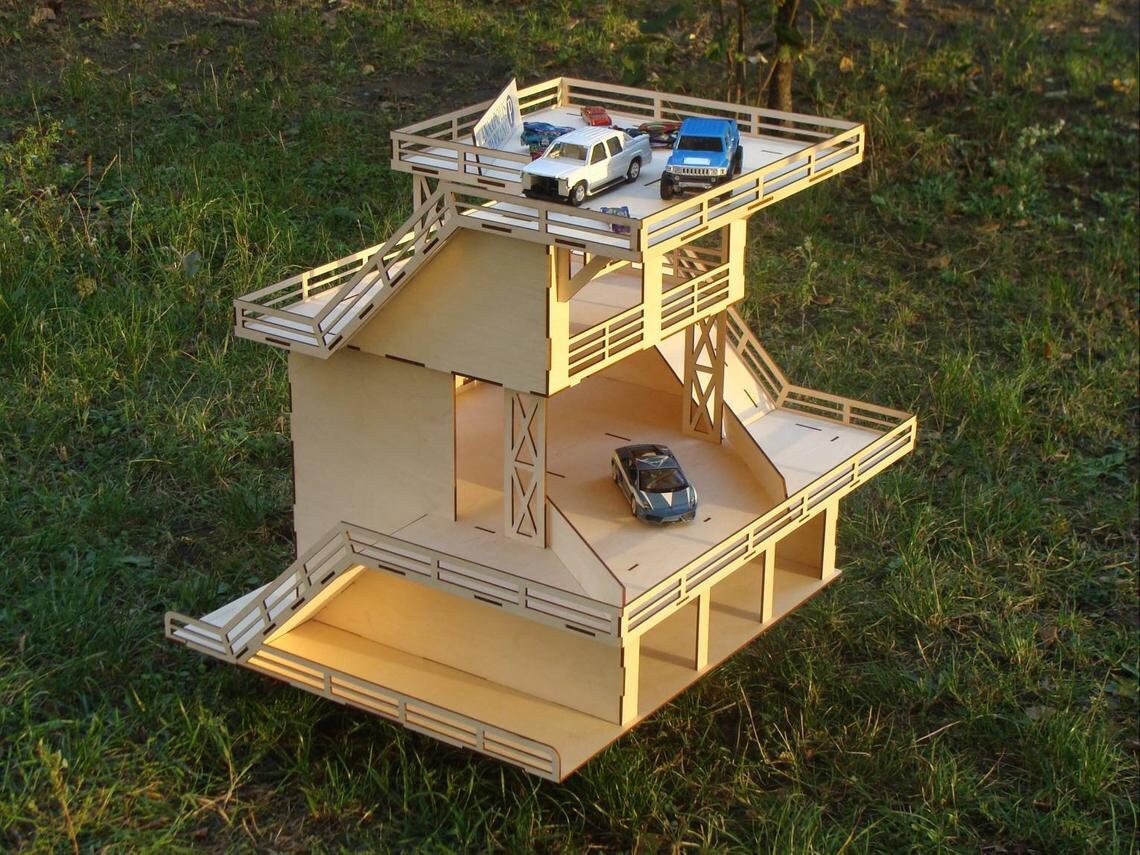 Toy car garage for diecast 1/18 cars wooden parking for small Etsy