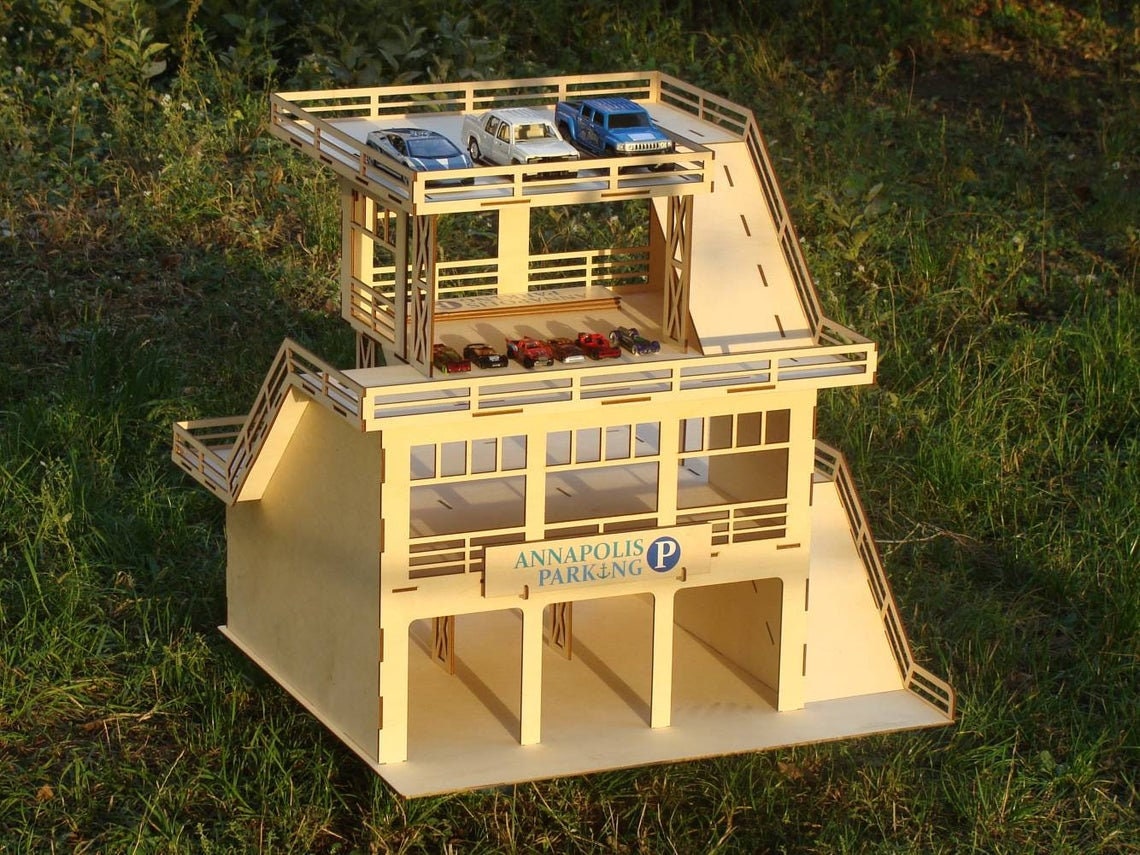 Toy car garage for diecast 1/18 cars wooden parking for small Etsy
