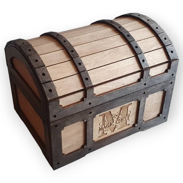 Magic Chest, boîte en bois SVG, coffret magique, 2 tailles, 1/8inch, 3mm, 6mm, fichiers découpés au laser, Boîte cadeau, Produit numérique cdr/dxf/svg/ai/pdf