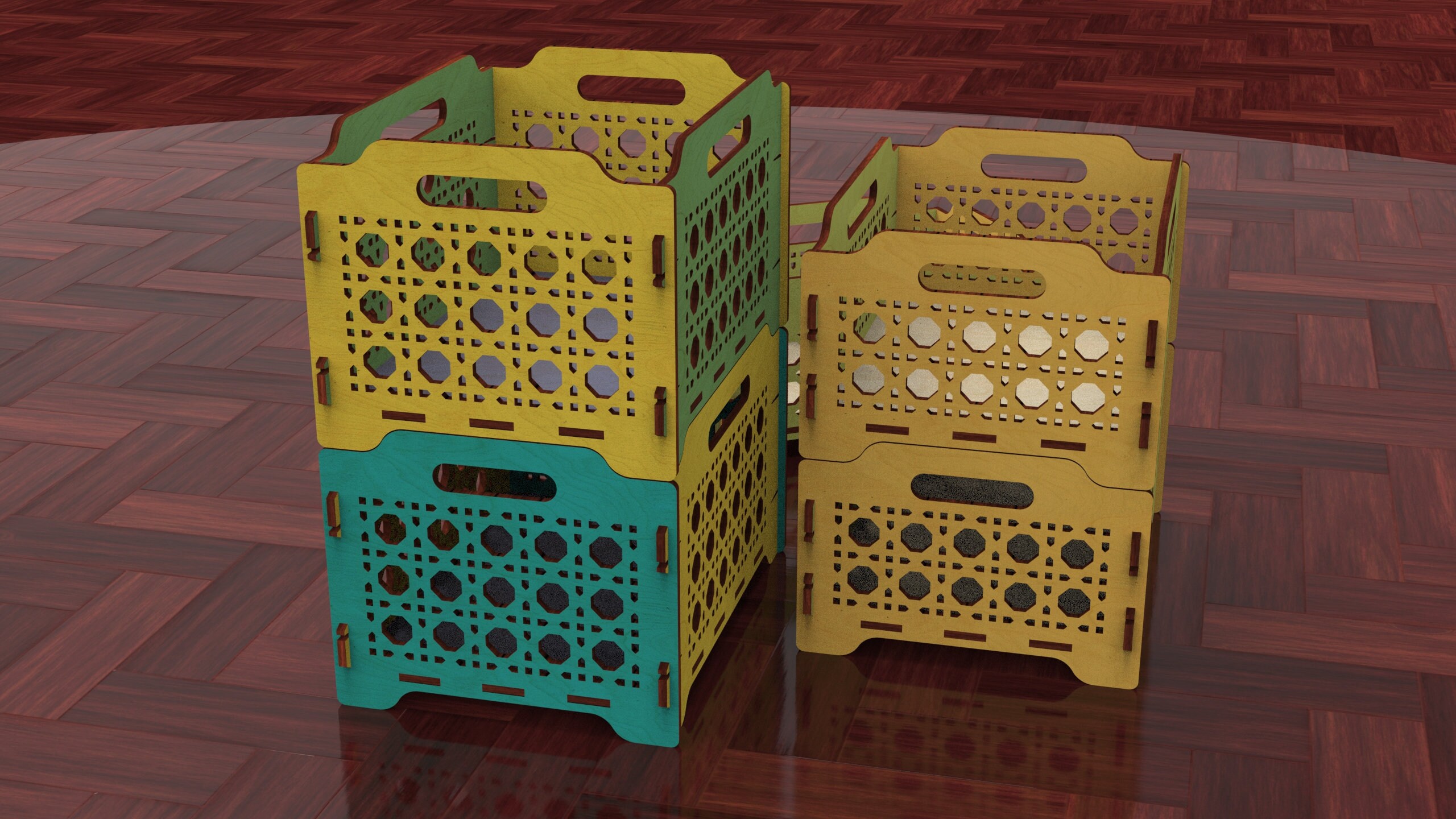 Stackable Storage Boxes Svg 2 Sizes 3mm 4mm 6mm Basket Etsy