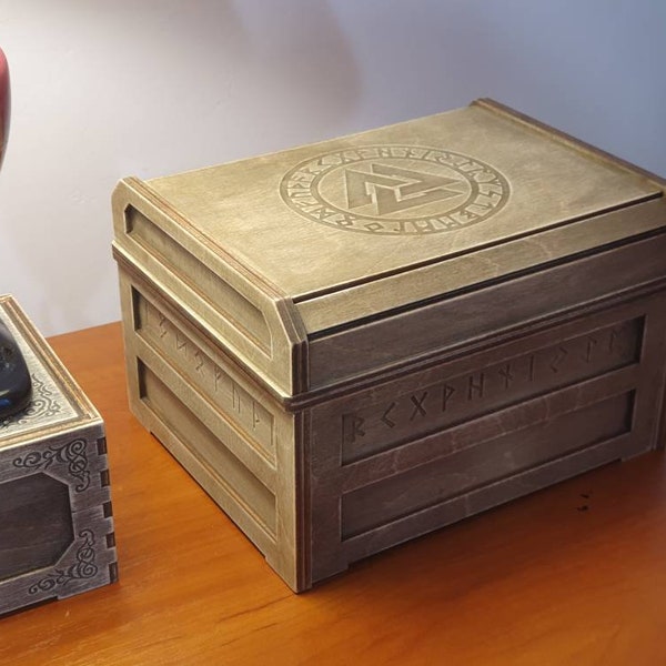 Cercueil avec un secret, coffre avec tiroir, boîte secrète svg, boîte à bijoux, 3mm, 4mm, 5mm, ornement celtique, produit numérique cdr / dxf / svg / ai / pdf