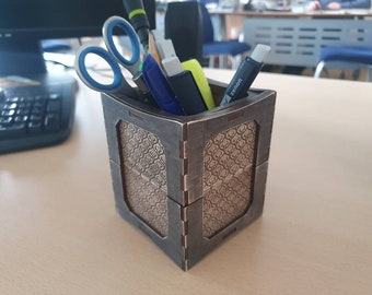 Pencil holder box 3 in 1, wooden box4 svg, , 3mm, 1/8in, 4mm, laser cut files, Glowforge file, Digital product cdr/dxf/svg/ai/pdf