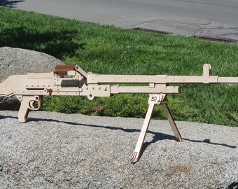 Wooden model submachine gun FN MAG, GPMG. General purpose machine gun svg, pdf, dxf, cdr