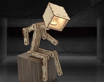 Human table lamp, Creative Wooden desk lamp, Laser cut vector files, glowforge plan