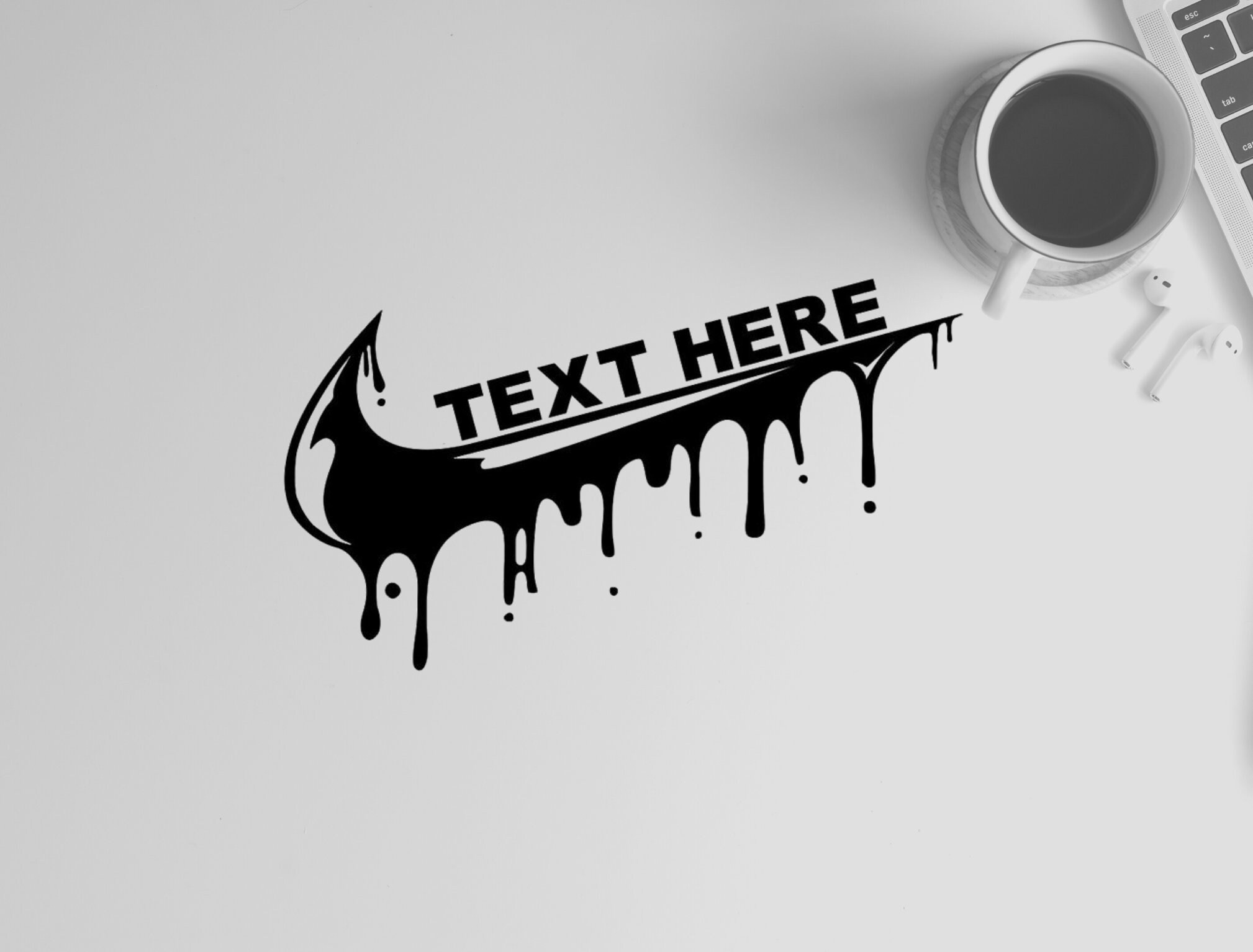 Personalized Nike Swoosh Drip Vinyl Decal Sticker Car Decal Etsy