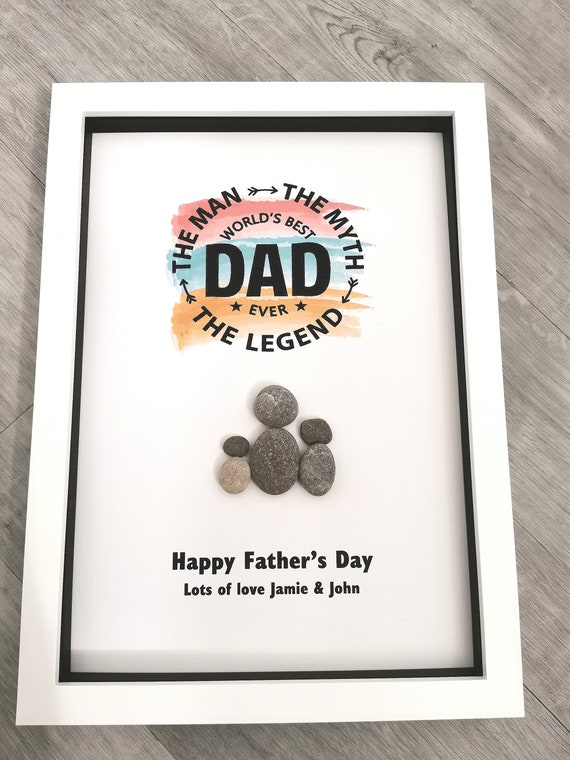 Father's Day Pebble Frame, Father's Day Gift, Daddy Pebble Art