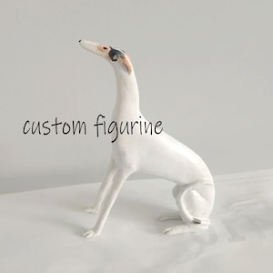 CUSTOMIZED GREYHOUND FIGURINE, Custom sighthound figurine, color of your dog, customized dog gift, sighthound love, whippet, borzoi, saluki