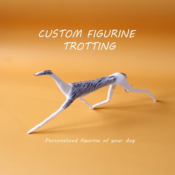 GREYHOND BEELDJE TROTTING Aangepaste windhond beeldje Kleur van uw hond Aangepaste hond cadeau Windhond liefde Whippet Borzoi Gift Saluki Gift