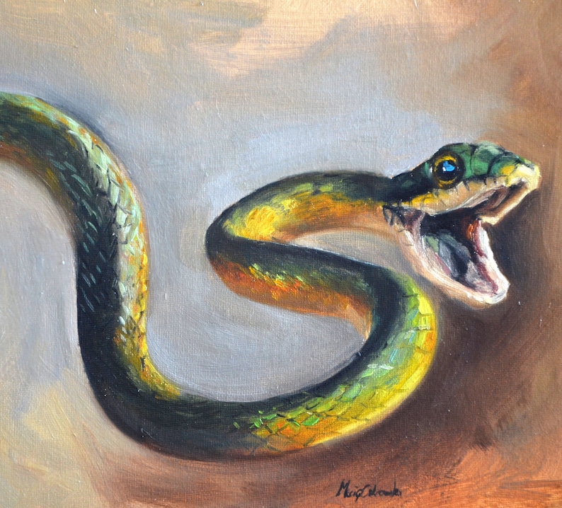 Snake Oil Painting Snake Painting Reptile Painting Snake Art Original