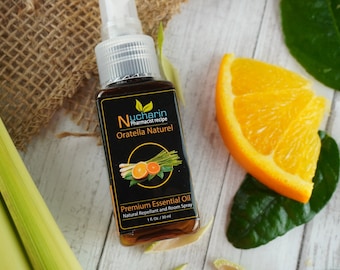 Natural essential oil blend DEET free mosquito repellent bug spray – travel size bergamot citronella bug spray - camping gift for couples