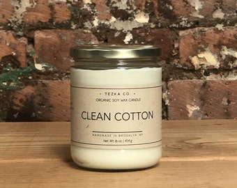 Organic Soy Clean Cotton Scented Hand Crafted Candle