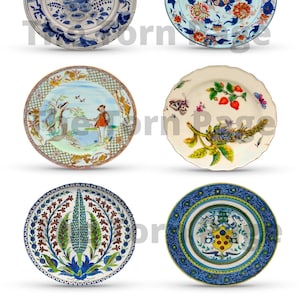 Antique Plates and Platters,Printable Plate and Platter Embellishments, Digital Junk Journal Supplies, Commercial Use, Instant Download