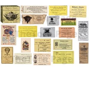 Vintage Tickets, Digital Junk Journal und Scrapbook Ephemera, Kunst und Bastelbedarf, Instant Download, kommerzielle Nutzung