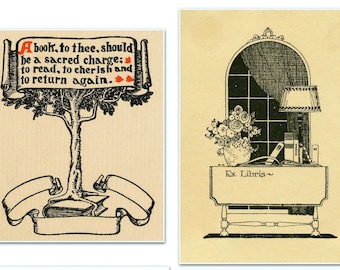 Vintage Ex Libris Book Plates: Printable Ephemera (Digital Download)