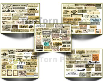 Vintage Script Labels: Printable Ephemera for Junk Journals (Digital Download)