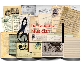 Vintage Music Sheet Ephemera: 50 Printable Pages (Digital Download)