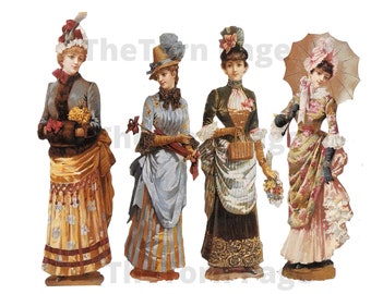 Vintage Transparent Ladies and Floral PNGS, Design your own Collage and Decoupage Sheets, Labels and Greeting Cards, Commercial Use