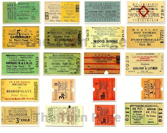 Vintage Tickets, Pack 1 Digital Junk Journal and Scrapbook Ephemera, Instant Download