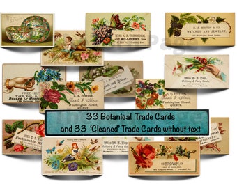 Vintage Botanical Trade Cards: Ephemera for Junk Journals (Digital Printable)