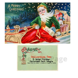 35 grote vintage kerstkaarten, kerstprintables, 10 inch voor papier van 8,5 x 11 en A4-papier, commercieel gebruik, direct downloaden