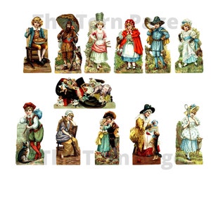 personnages de comptine vintage, documents numériques éphémères, papier collage 8,5 x 11, Junk Journal et scrapbooking éphémères, usage commercial