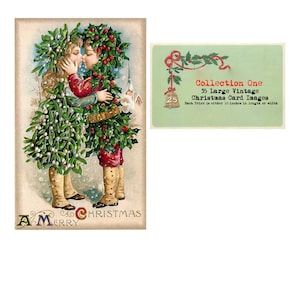 35 Large  Sized Vintage Christmas Cards and Six Inch Christmas Cards, Printables, , Commercial Use, Instant Download